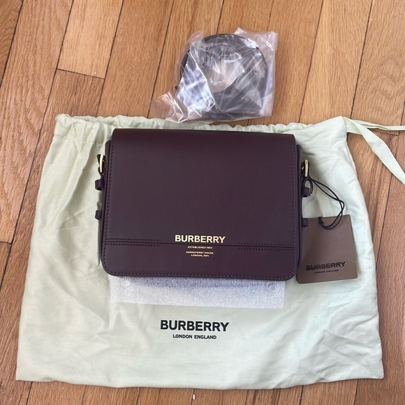 NWT BURBERRY Grace Oxblood Leather Small Crossbody Bag - Picture 8 of 8